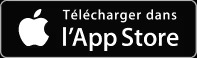 Bouton noir avec logo Apple et texte "Télécharger dans l'App Store" en blanc.