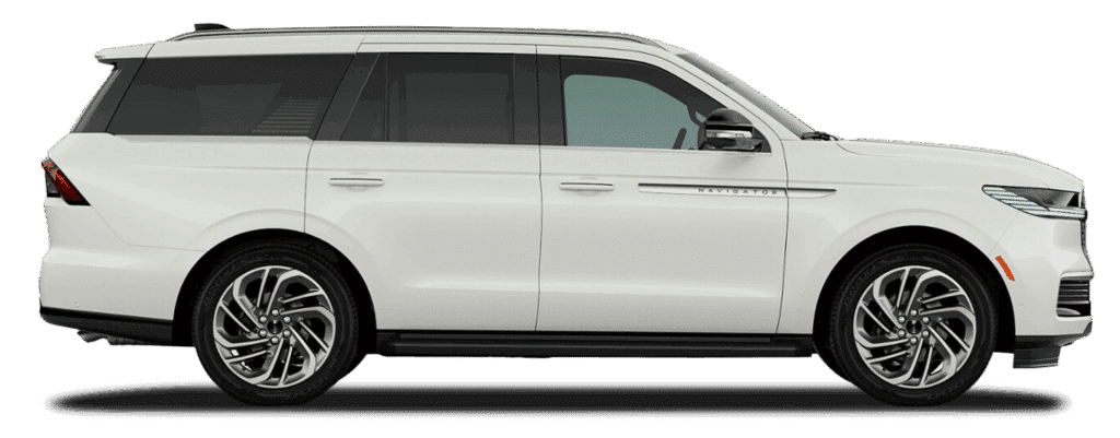 White SUV with sleek design, side profile view. Modern wheels and tinted windows.