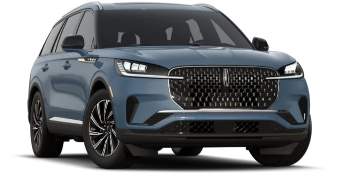 Blue SUV with sleek design and chrome grille, showcasing modern headlights and black wheels.
